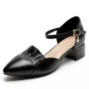 2024 Wholesale Fashionable Casual Women s Shoes and Sandals Comfortable Thick Heeled Hollow Design Button Closure Work Shoes 35