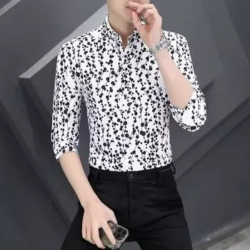 2024 винтажная рубашка мужская летняя повседневная студенческая свободная нишевая дизайнерская забавная новая мужская верхняя часть для ношения на открытом воздухе M белый