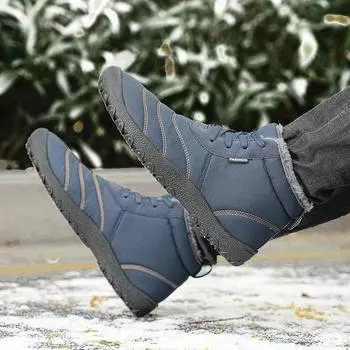 2024 winter cotton boots new warm thickened large size cotton shoes northern men s medium top snow boots 38 чёрный
