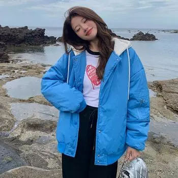 2024 зимняя куртка-пуховик женская новая утолщенная хлопковая куртка интернет-знаменитость корейская версия поддельная двухкомпонентная свободная хлопковая куртка черная S чёрный