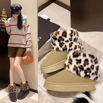 2024 winter explosion casual outer wear versatile thick bottom non-slip piled thickened foreign trade short tube large size snow boots women 36 чёрный