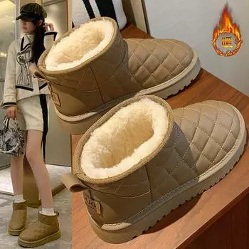 2024 winter explosion thick-soled non-slip snow boots fashionable versatile velvet warm fur integrated snow boots women 35 чёрный