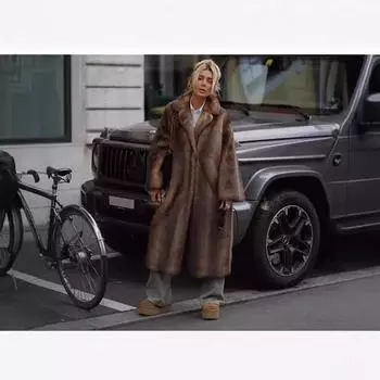 2024 Winter Extended Imitation Mink Suit Collar Women s Fur Coat Jacket S