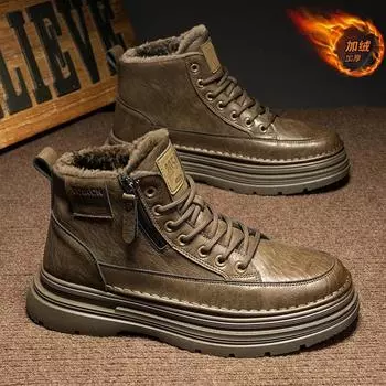 2024 winter high-top velvet Martin boots for men, new trendy non-stinky boots, autumn and winter British tooling shoes 39