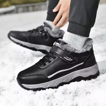 2024 Winter Leather Boots Women Men Shoes Waterproof Boot Man Plush Keep Warm Ankle Boots Man Outdoor Ankle Snow Boots Casual 35