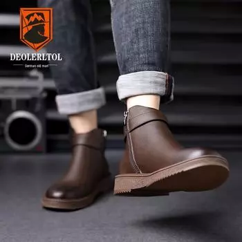 2024 Winter Men s Retro Martin Boots with Warm Velvet Lining 42