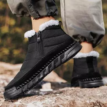 2024 winter men s shoes new outdoor cotton shoes men s large size platform shoes men s daily snow boots men s thickened 38 чёрный