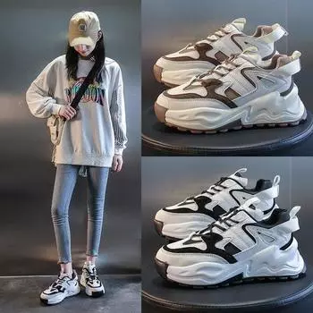 2024 winter new dad shoes women s versatile and thin thick-soled muffin sports and leisure single shoes student running women s shoes 35 чёрный