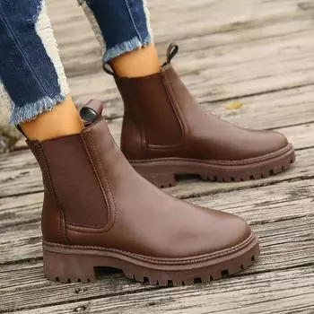 2024 winter new fashion Martin boots women s British style thick heel thick sole outer size large size chimney velvet short boots shoes 36