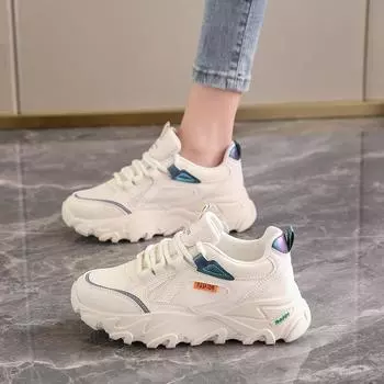2024 winter new fashion warm trend wear-resistant casual casual shoes thick sole heightening low-top dad shoes women s 35