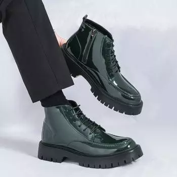 2024 winter new Martin boots men s high-top tooling boots trendy retro warm men s boots fashionable medium tube height increase 38 чёрный