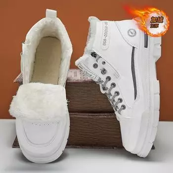 2024 winter new men s shoes heightened fleece thickened fashion trend shoes Martin boots casual versatile tooling trendy shoes 39