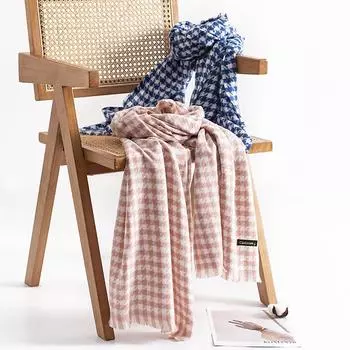 2024 Winter New Thousand Bird Grid Scarf Fashionable Commuter Cold Protection Neck Imitation Cashmere Scarf With High Quality Feeling Shawl 70*180cm