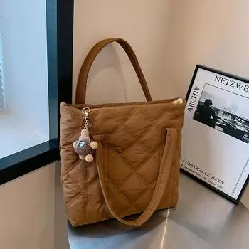 Зимняя новая модная корейская версия сумки, большая вместительная сумка-мессенджер через плечо, сумка-тоут с бриллиантами белый