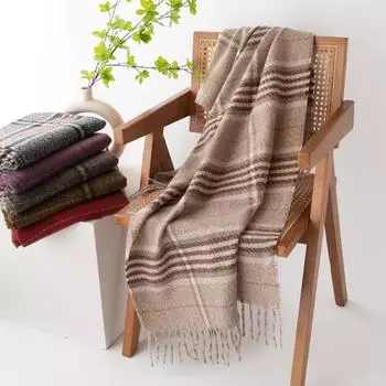 2024 Winter New Women S Imitation Cashmere Checkered Printed Tassel Scarf With High Quality, Soft And Warm Neck, Shawl 60*185+10*2cm