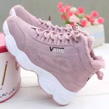 2024 Winter New Women s Shoes High top velvet anti slip snow boots Fashion warm cotton boots Casual versatile ladies footwear 41 чёрный