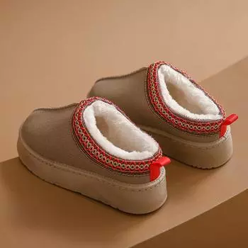 2024 Winter Retro Women Snow Warm Suede Leather Lazy Loafers Warmer Ladies Heightening Platform Shoes Woman Flat Botas Mujer Shoes 36