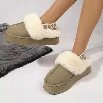 2024 winter snow boots women wear women s platform slippers women wear plush Internet celebrity hair drag 36 чёрный