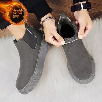 2024 winter velvet warm cotton shoes angel sole suede cold-proof high-top outdoor leather boots trendy tooling shoes men s shoes 39 чёрный
