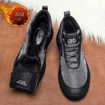 2024 winter velvet warm down cloth cotton shoes platform outdoor men s shoes medium help Martin boots trendy tooling shoes men 39