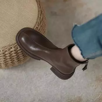 2024 Winter Warm Cotton Women Ankle Boots Fashion Back Zippers Short Booties Square Low Heels Botas De Mujer 35 чёрный