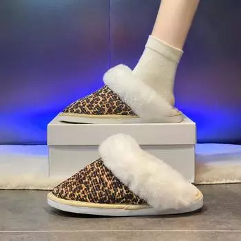 2024 зимние женские хлопковые тапочки, водонепроницаемые теплые плюшевые туфли, модная домашняя обувь на толстой подошве, нескользящие сплошные парные тапочки 36 белый