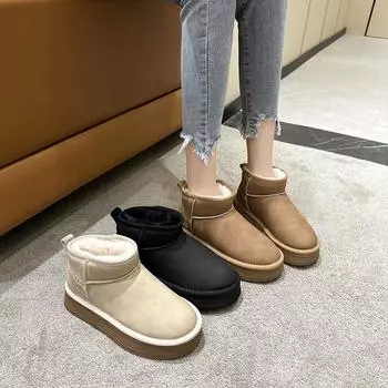 2024 Winter Women s Waterproof Thick-Soled Short Snow Boots - Zhou Dongyu Style, Non-Slip, Easy-Clean, Fashionable Cotton Shoes 35 чёрный