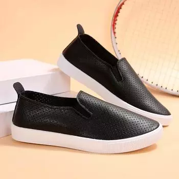 Женские туфли на плоской подошве 2024 года, новые летние лоферы, дышащие, нескользящие, повседневные, без застежек, кроссовки на плоской подошве 36 чёрный