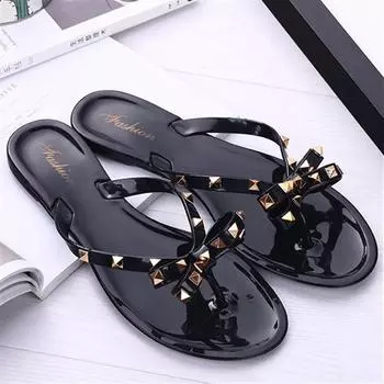 2024 Women Flip Flops Slippers Slide Sandals Beach Soft Sole Flat Sandals Women Shoes Outdoor Slippers Bow Elegant Women Shoes 36 белый