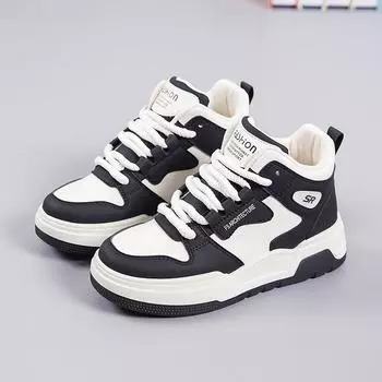 2024 Women High-top Trendy Skate Shoes Buckle Design Anti-slip Lightweight Sports Sneakers Platform Casual Outdoor SneakersWomen CN35(EU34.5) чёрный