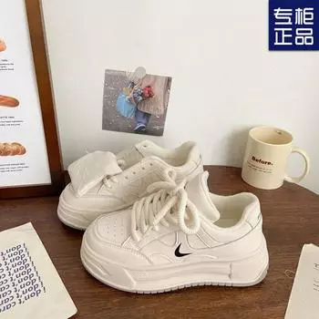 2024 women s breathable thick-soled height increase autumn new little white shoes versatile dad shoes with skirts sports board shoes women 35 чёрный