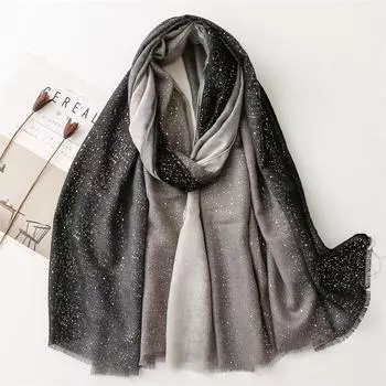 Женский шарф из хлопка и конопли 2024 года, стиль знаменитостей, горячее тиснение, градиент, переход слева и справа, сплошной цвет, мохнатый шарф, шаль 180*85cm