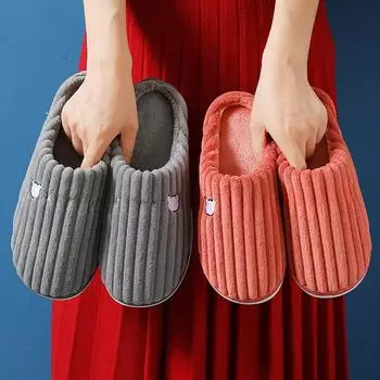 2024 Women s Cozy Autumn/Winter Cotton Slippers: Thick, Non-Slip, Plush Indoor Wear 38-39 (fits 37-38)