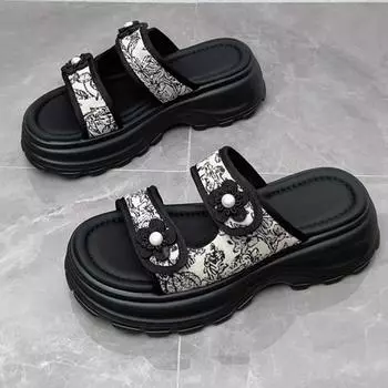 2024 Women s Flat Sandals Open Toe Shoes for Women Fashion Casual Soft Bottom Ladies Sandals Slippers Women Zapatos De Mujer 35 чёрный