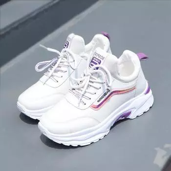 2024 Women s Luxury Fashion Trend Versatile Casual Shoes New Korean Edition Elevated Travel Shoes Flat Running Shoes sneakers 35 фиолетовый