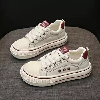 2024 Women s Pu Sneakers Vulcanize Lace Up Flat Shoes for Women Lightweight Female Sport Running Shoes Zapatillas De Mujer 35 чёрный