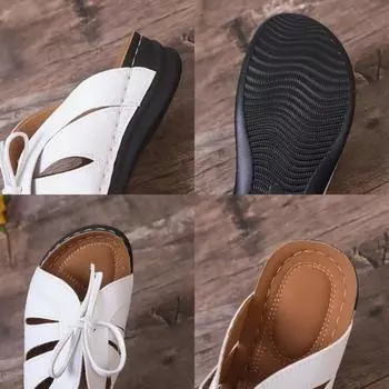 2024 Women s Sandals Wedge Heels Womens Slippers Summer New Casual Slippers Slip on Female Shoes Hollowout Bowknot Zapatos Mujer 35