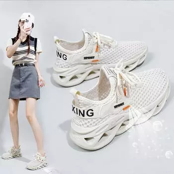 2024 women s shoes new popular mesh sports casual shoes women s mesh shoes ultra-light one-pedal dad shoes women s thick soles 36