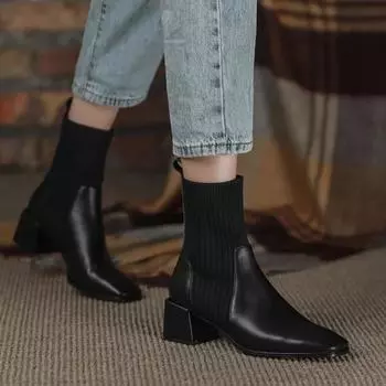 2024 Women s Shoes Summer New Womens Ankle Socks Shoes Retro Women Short Boots Knitting Women Pumps Slip on Zapatos Para Mujeres 35