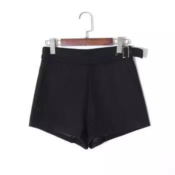 2024 Women s Spring Clothing Korean Style Fashion Simple Pure Color Thin Woolen Shorts Matching Boots High Waist Silm Slim Looking Versatile Shorts Black S