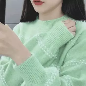 2024 Women s Winter Sweater: New Loose Fit, Trendy Outer Wear for Autumn and Winter One Size фиолетовый/лиловый