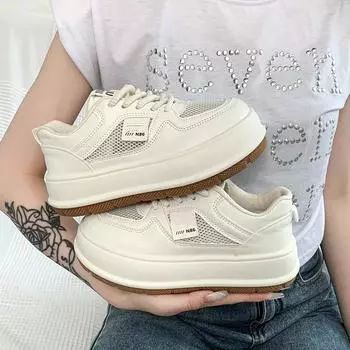 2024 Women Sneakers Casual Walking Shoes White Canvas Versatile Thick Bottom Shoe Female Flat Bottom Vulcanized Sports Shoes 35 белый