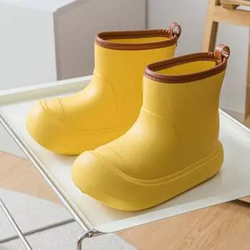 2024 всесезонные детские непромокаемые туфли из ЭВА с мягкой подошвой, нескользящие, для родителей и детей, для улицы, простые внешние непромокаемые туфли 28-29 [Recommended foot length 18.5cm] золотой