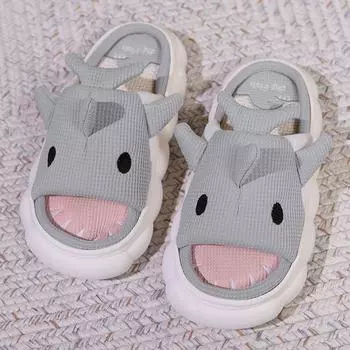 2024 всесезонные дизайнерские тапочки с милым мультяшным котом, хлопковые домашние тапочки для спальни на толстой подошве, парная мужская и женская домашняя обувь 36 чёрный