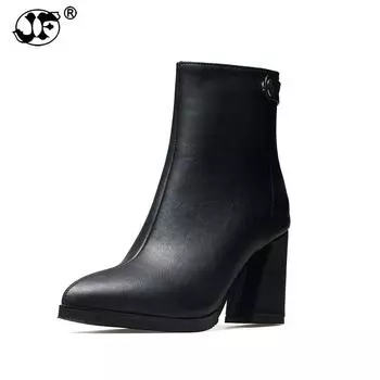 2024 высокое качество мода большие размеры 32-43 высокие каблуки женская обувь женские ботильоны на платформе зимние ботинки челси 869io 3 чёрный