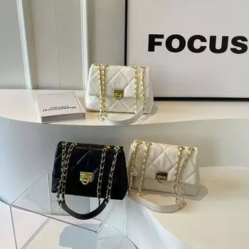 2024 высококачественная темпераментная сумка в форме ромба женская новая весенняя модная сумка-цепочка текстура однотонная сумка через плечо 25*9*16 бежевый