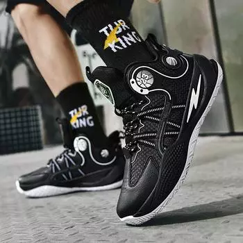 2024 высококачественные баскетбольные кроссовки мужские большого размера тренировочные кроссовки для учеников средней школы настоящие боевые сетчатые дышащие высокие кроссовки 35