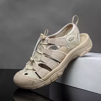 2024 высококачественные сандалии для пар на открытом воздухе с сумкой на голову, летние походные сандалии для пляжа и ручья 35 бежевый