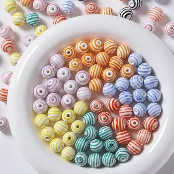 2024 Яркие полосатые керамические бусины для самодельных украшений: Браслеты и ожерелья. 12mm оранжевый