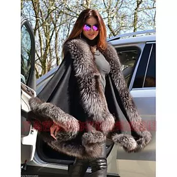 2024 Желание Популярная меховая шаль Женская Высококачественная длинная универсальная шаль Утолщенная теплая шаль 135-175CM чёрный